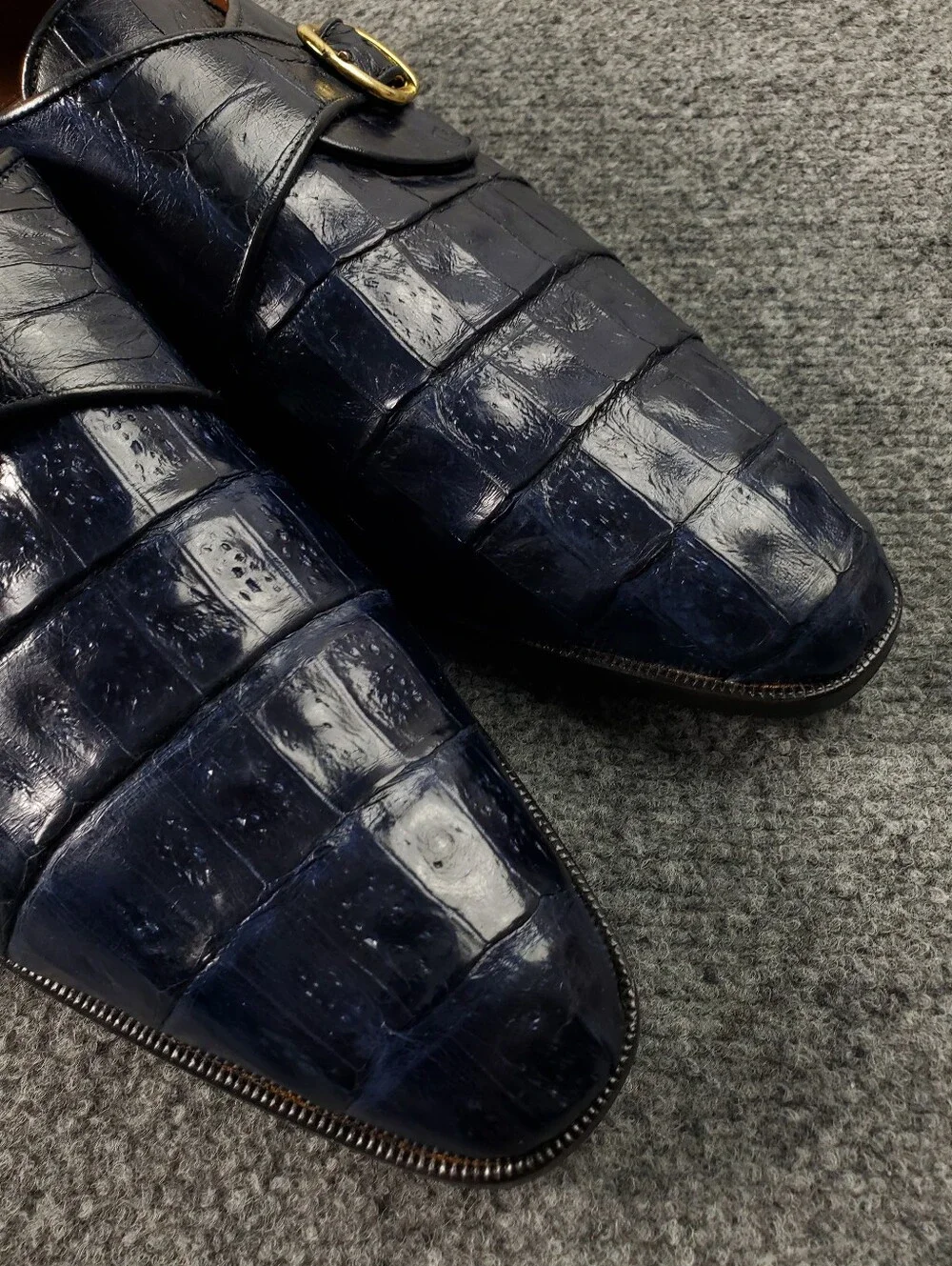 Michele Loisi Alligator Leather Monk Strap Exotic Skin Shoes 14 Italy Luxury